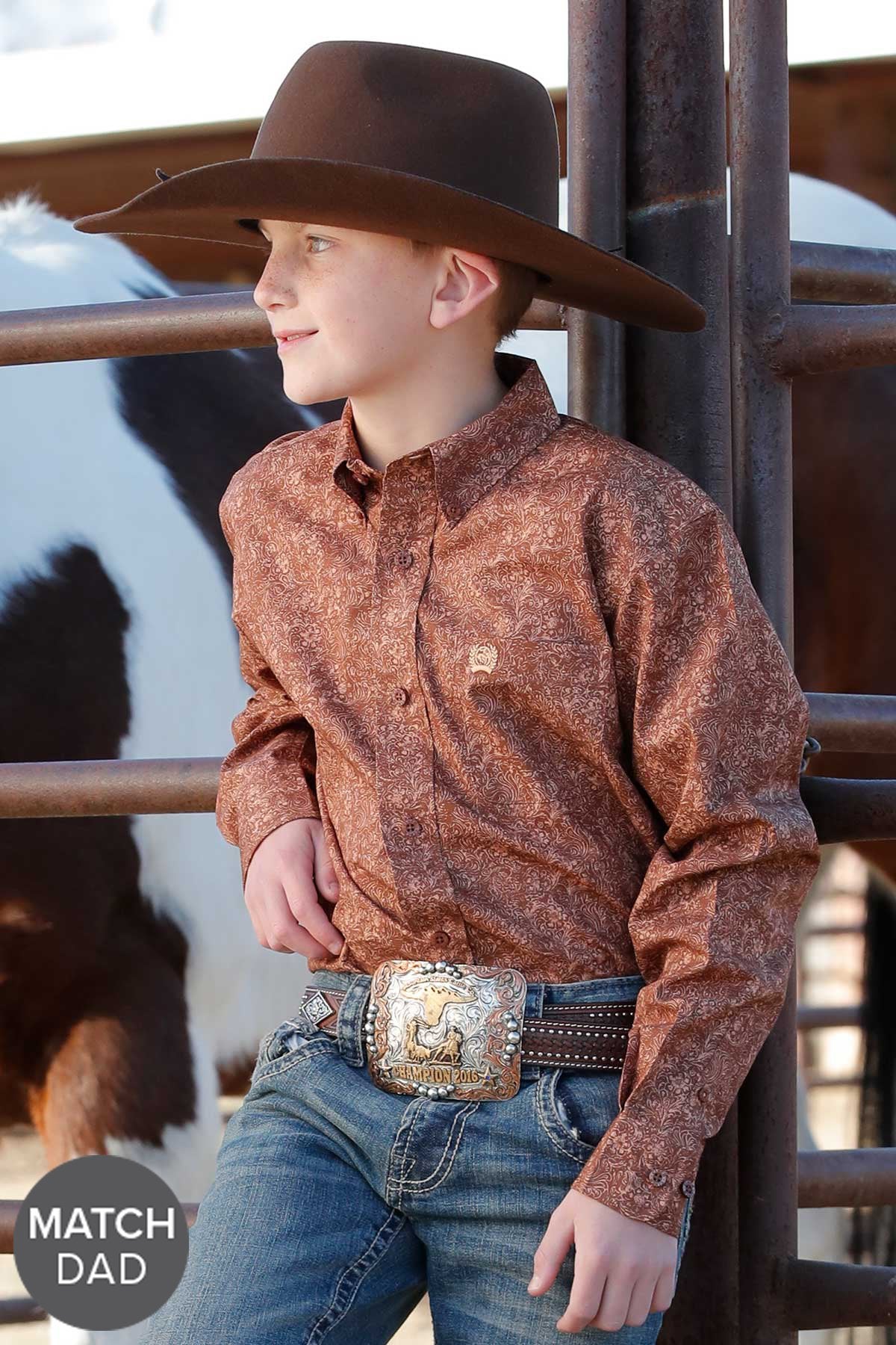 Cinch Boys Brown Paisley Shirt