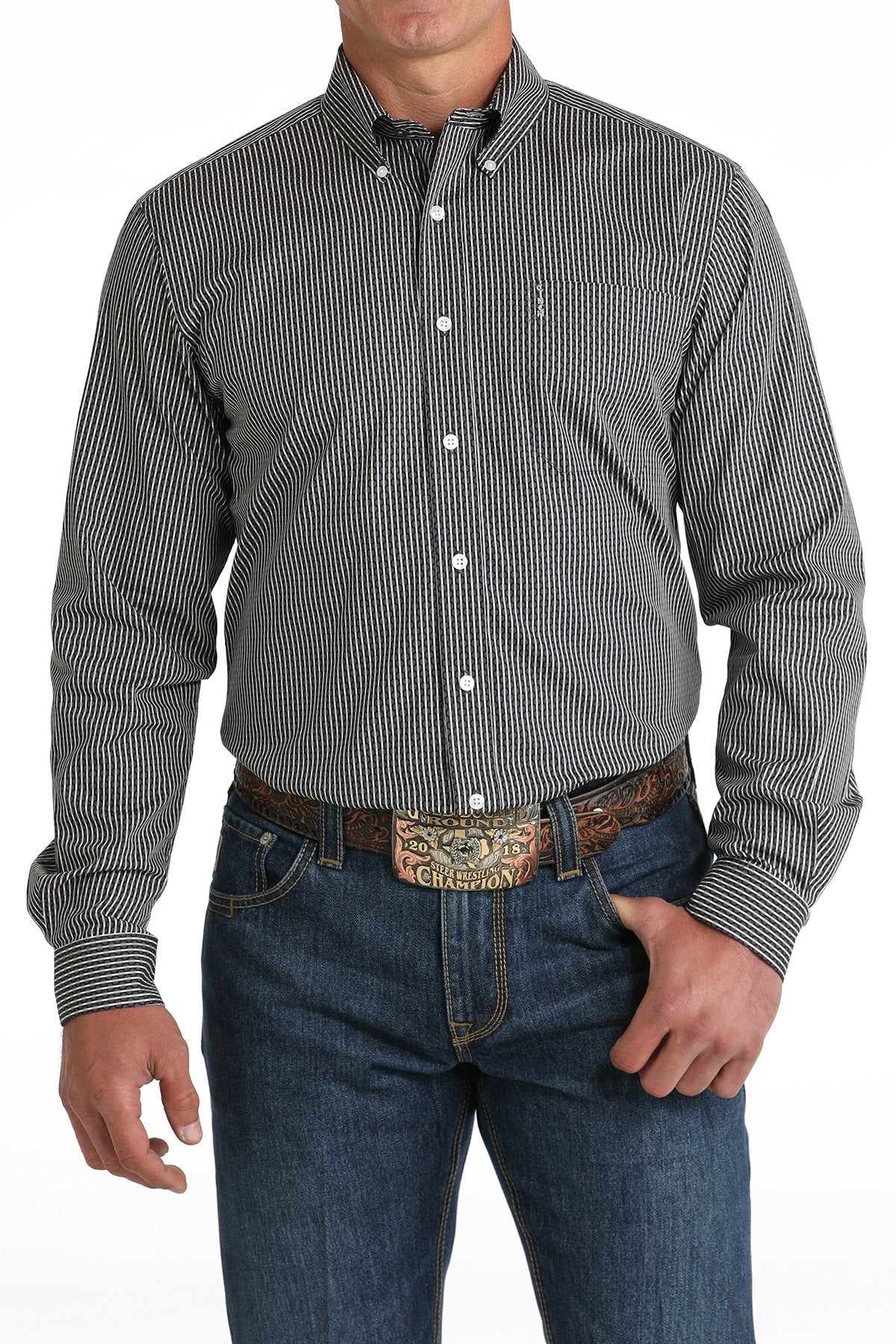 Cinch Black Stripe Shirt Modern Fit