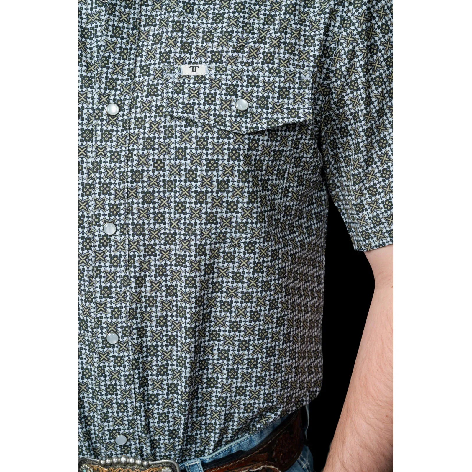 Ferrell Colten Short Sleeve Snap Green - Petticoat Junction