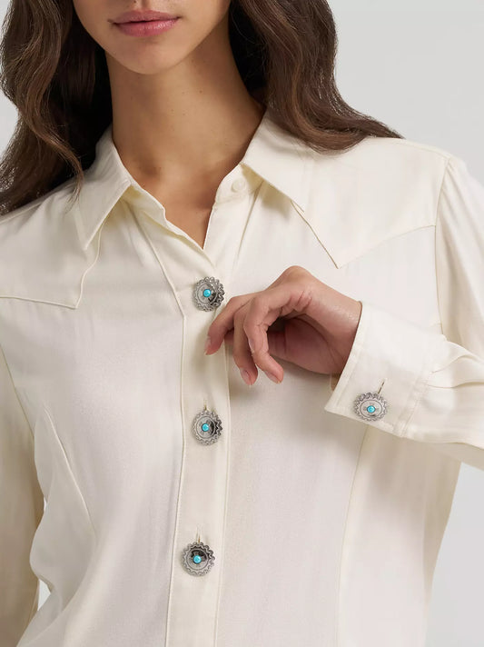 Wrangler Ivory Concho Button Shirt
