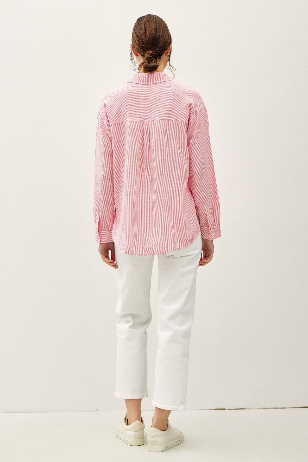 Be Cool Coral Pinstripe Cotton Button Up