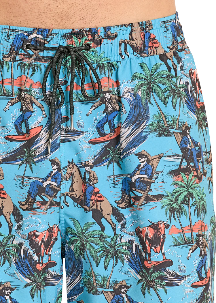 Rock&Roll Cowboy Print Swim Shorts