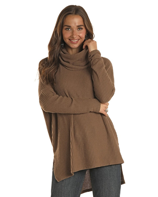 Rock&Roll Cowl Neck Sweater Camel