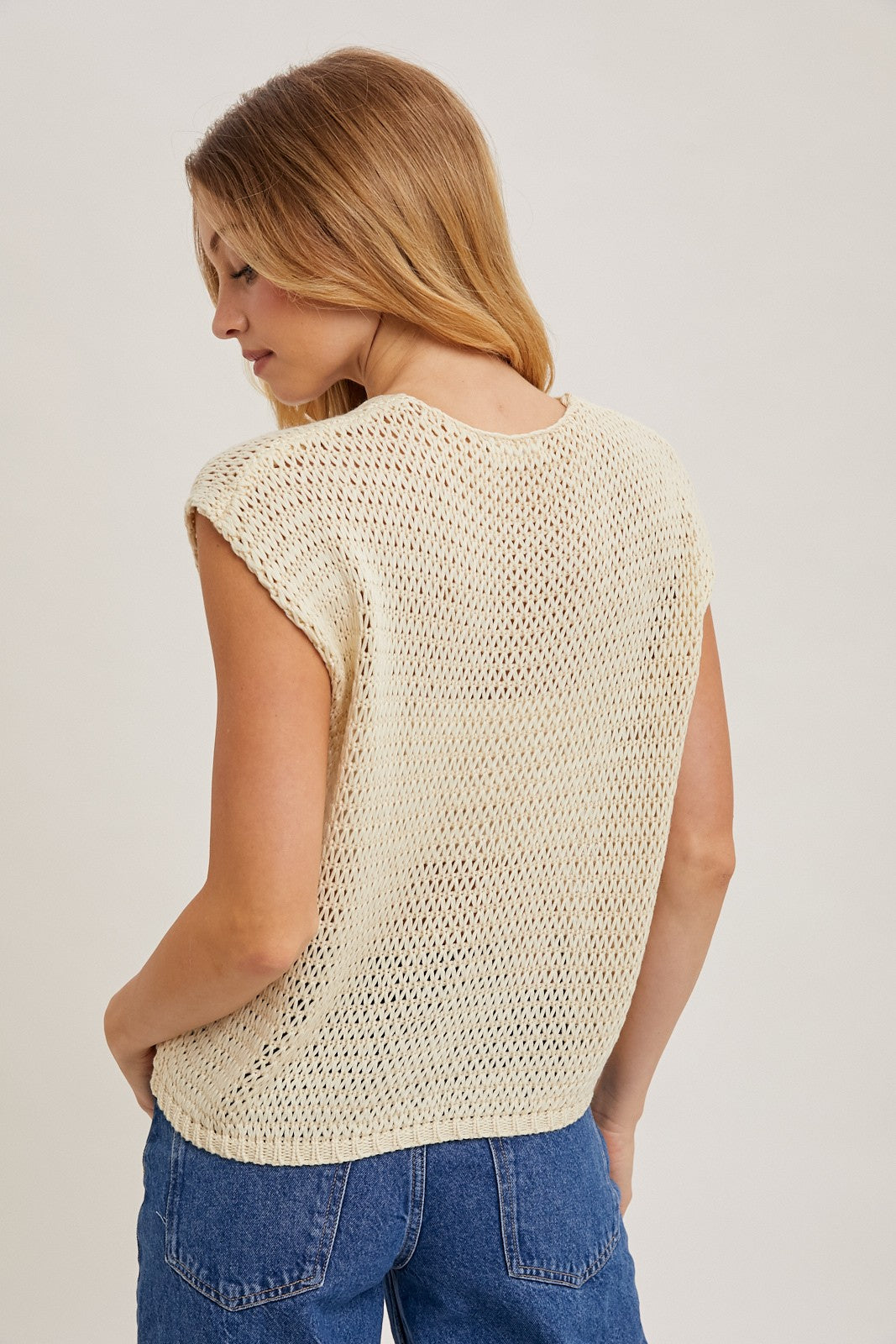 Bluivy Cream Knit Sweater T-shirt Top