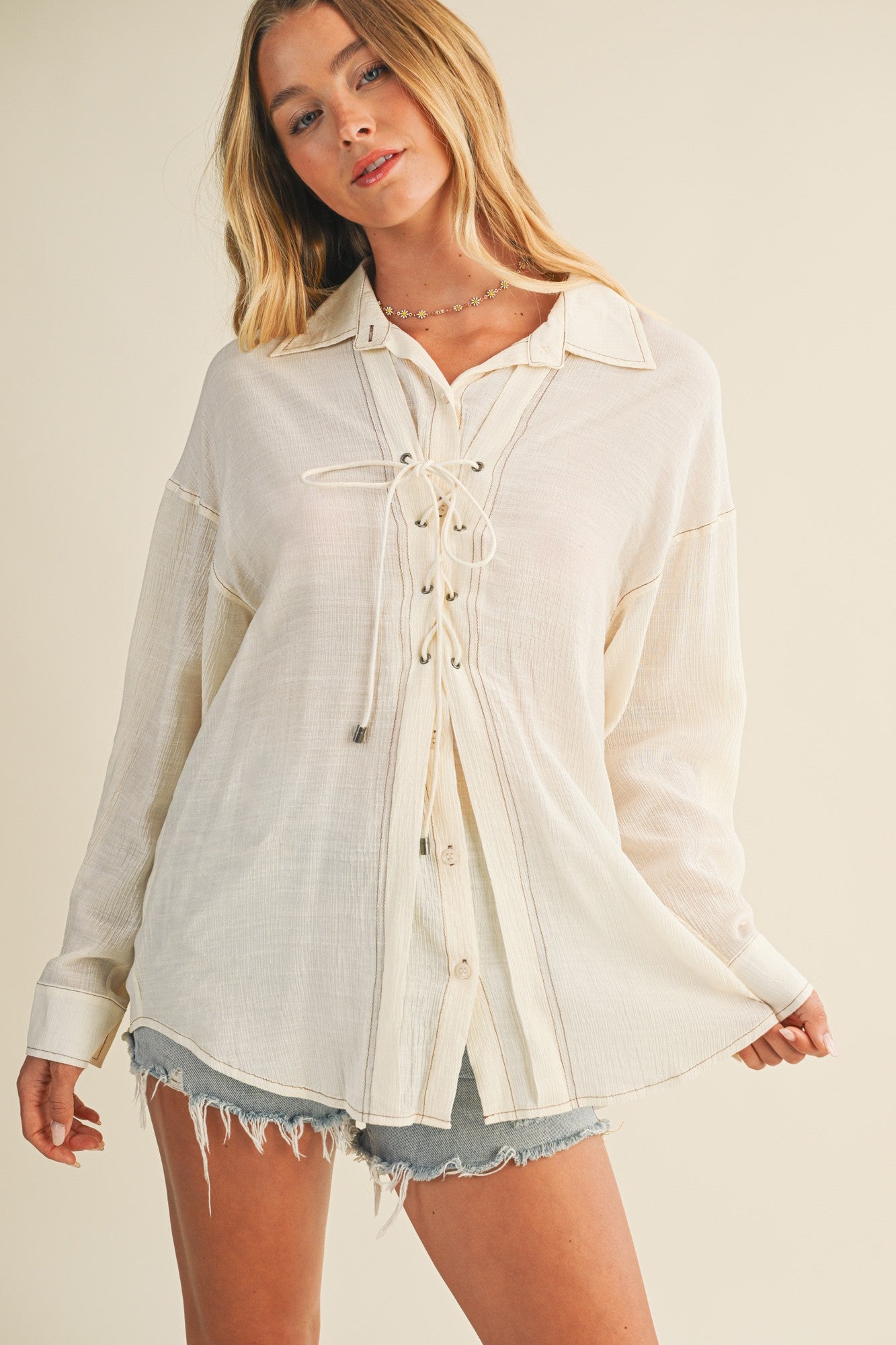 Mustard Seed Natural Crinkle Top