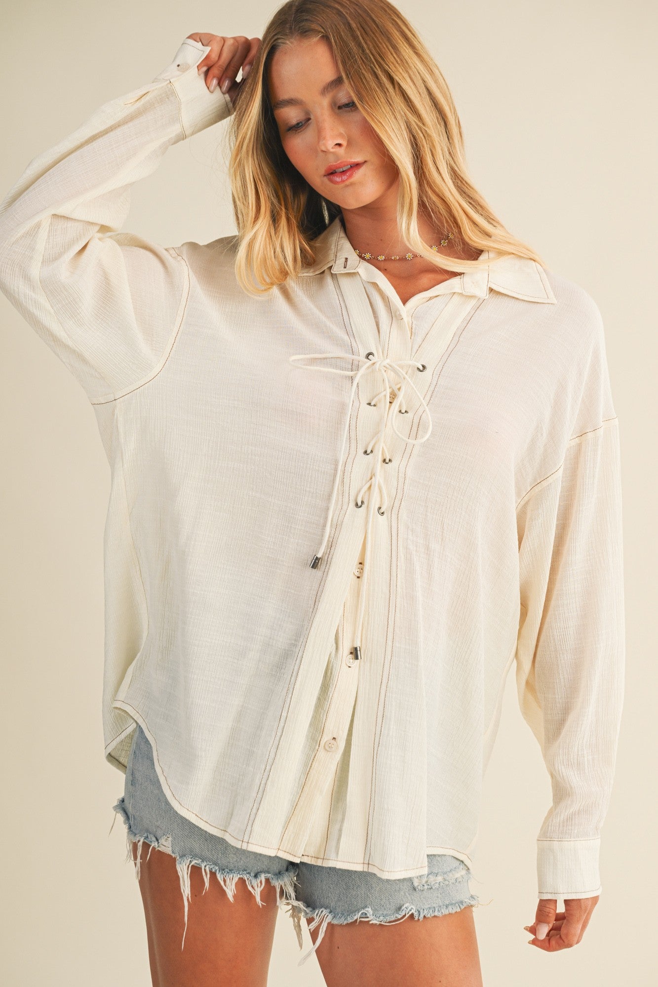 Mustard Seed Natural Crinkle Top