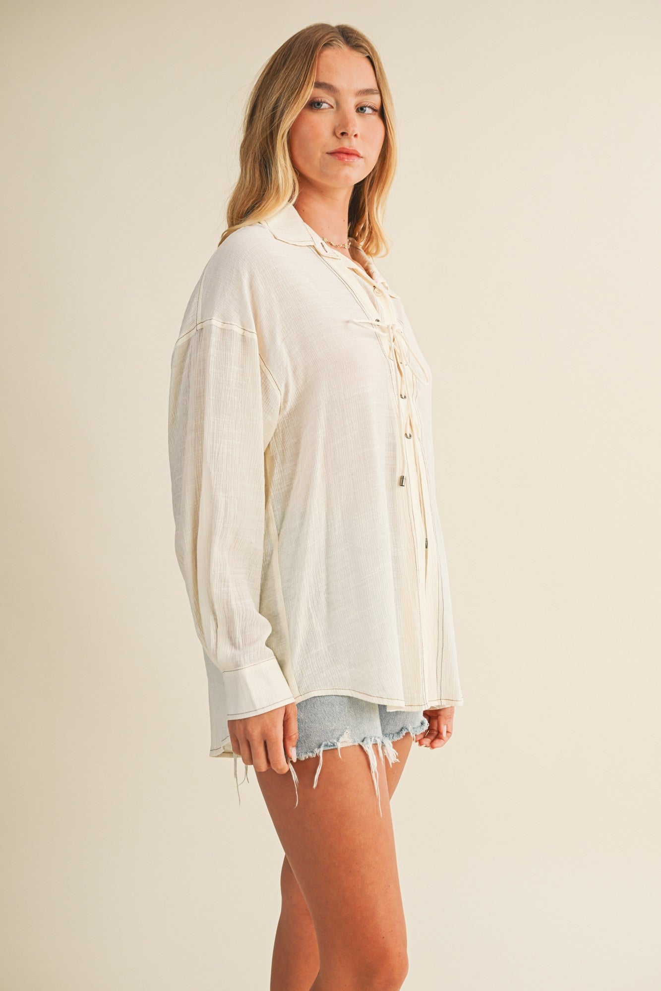 Mustard Seed Natural Crinkle Top