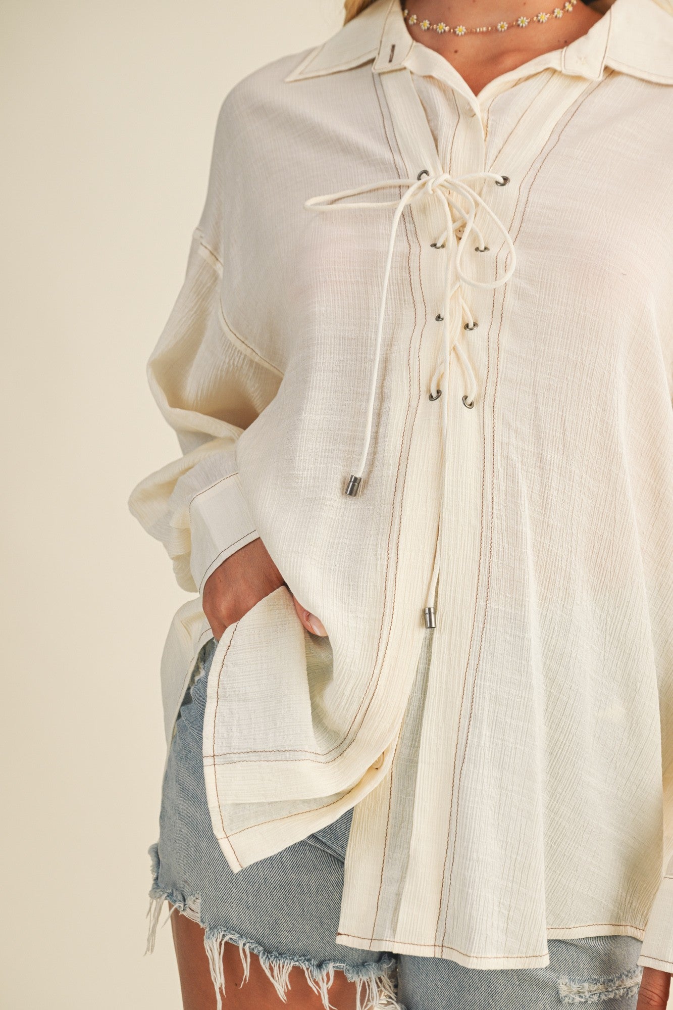 Mustard Seed Natural Crinkle Top