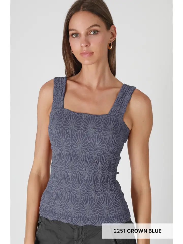 NikiBiki Floral Texture Square Tank White