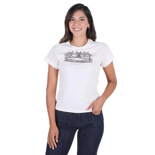 Cruel Denim Cream western Tee