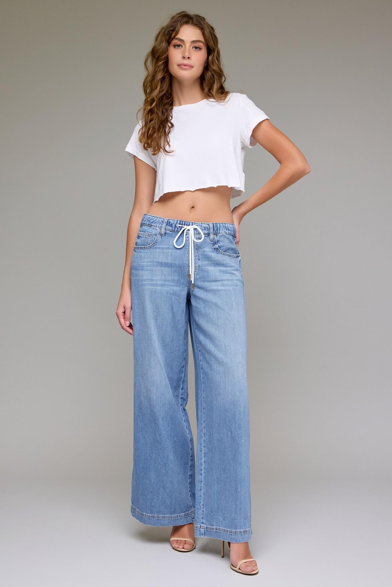 Hidden Lt Wash Elastic Waist Drawstring Pant