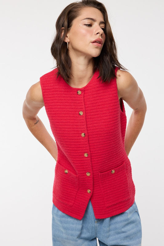 Wishlist Red Textured Sweater Vest