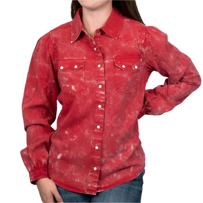 Cinch Red Denim Snap Shirt