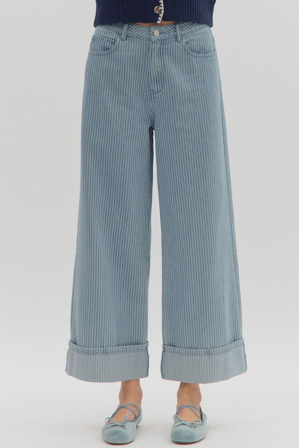 Entro Striped Wide Leg Jean