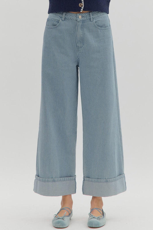 Entro Striped Wide Leg Jean