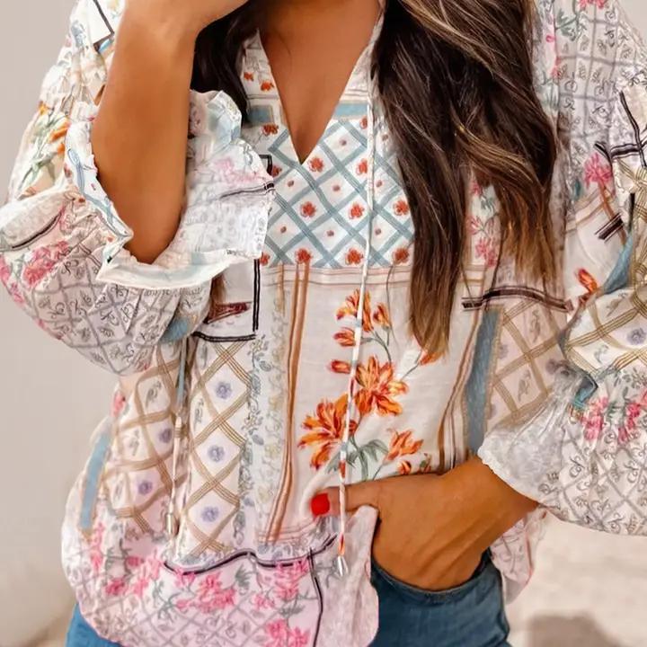 LDC Patch Floral Ruffle Sleeve Blouse