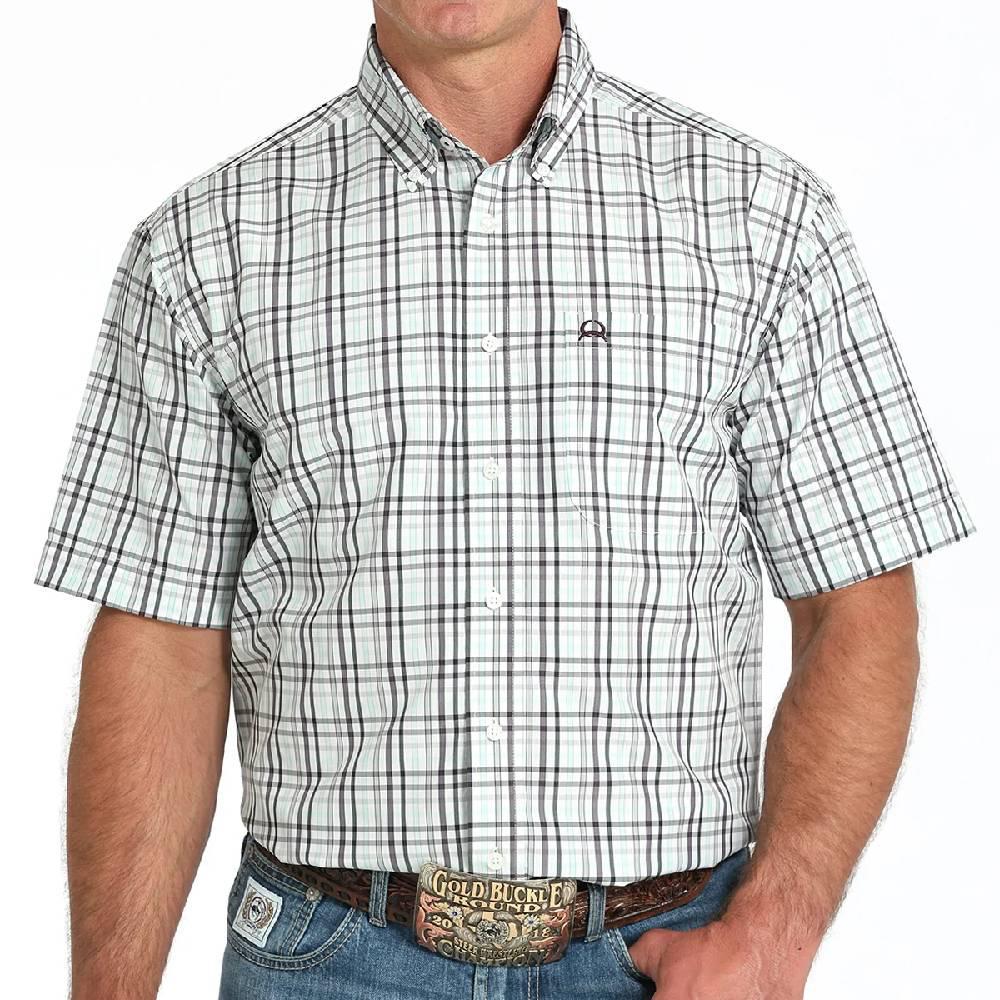 Cinch White/Blue SS Plaid Shirt