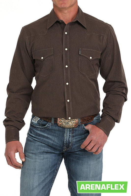 Cinch Modern Fit Western Snap Shirt Brown
