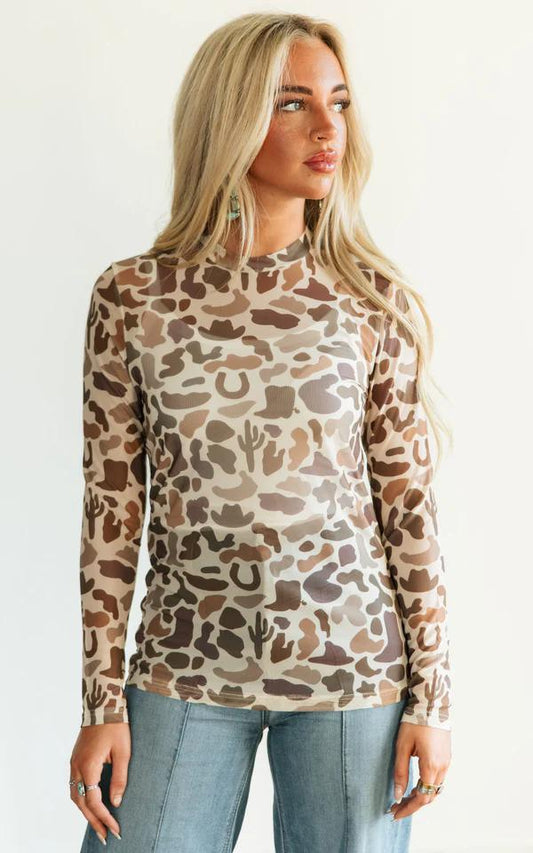 TH Western Camo Mesh Top