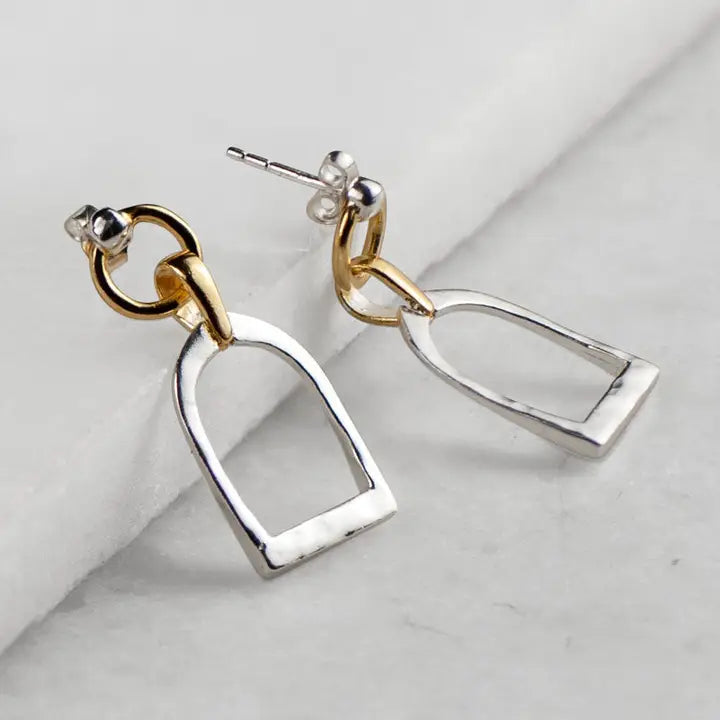 UE-Denby Riding Stirrup Earrings Two Tone