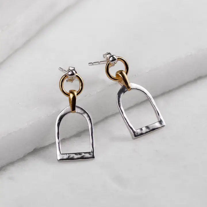 UE-Denby Riding Stirrup Earrings Two Tone