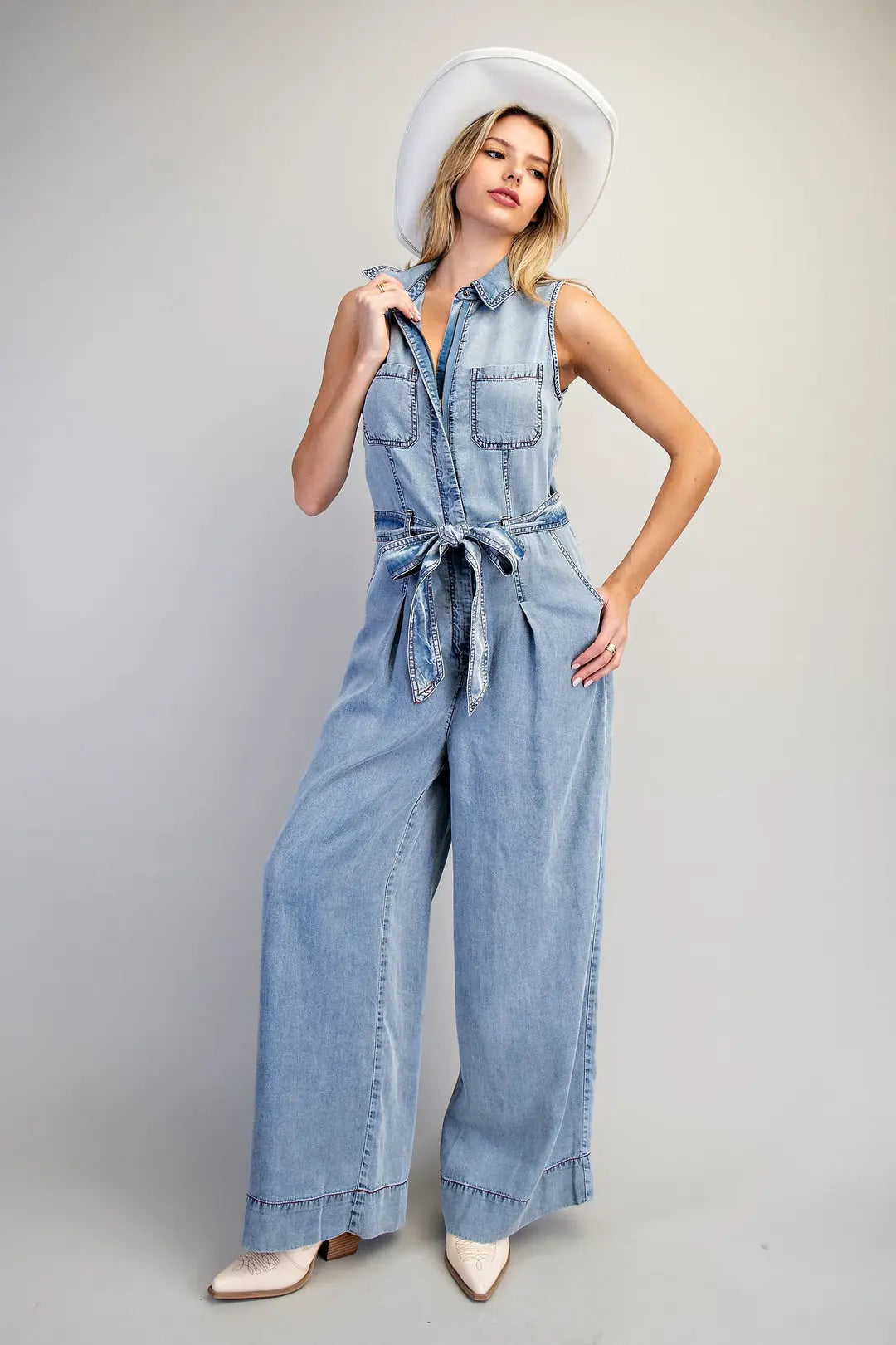 Eesome Washed Denim Jumpsuit
