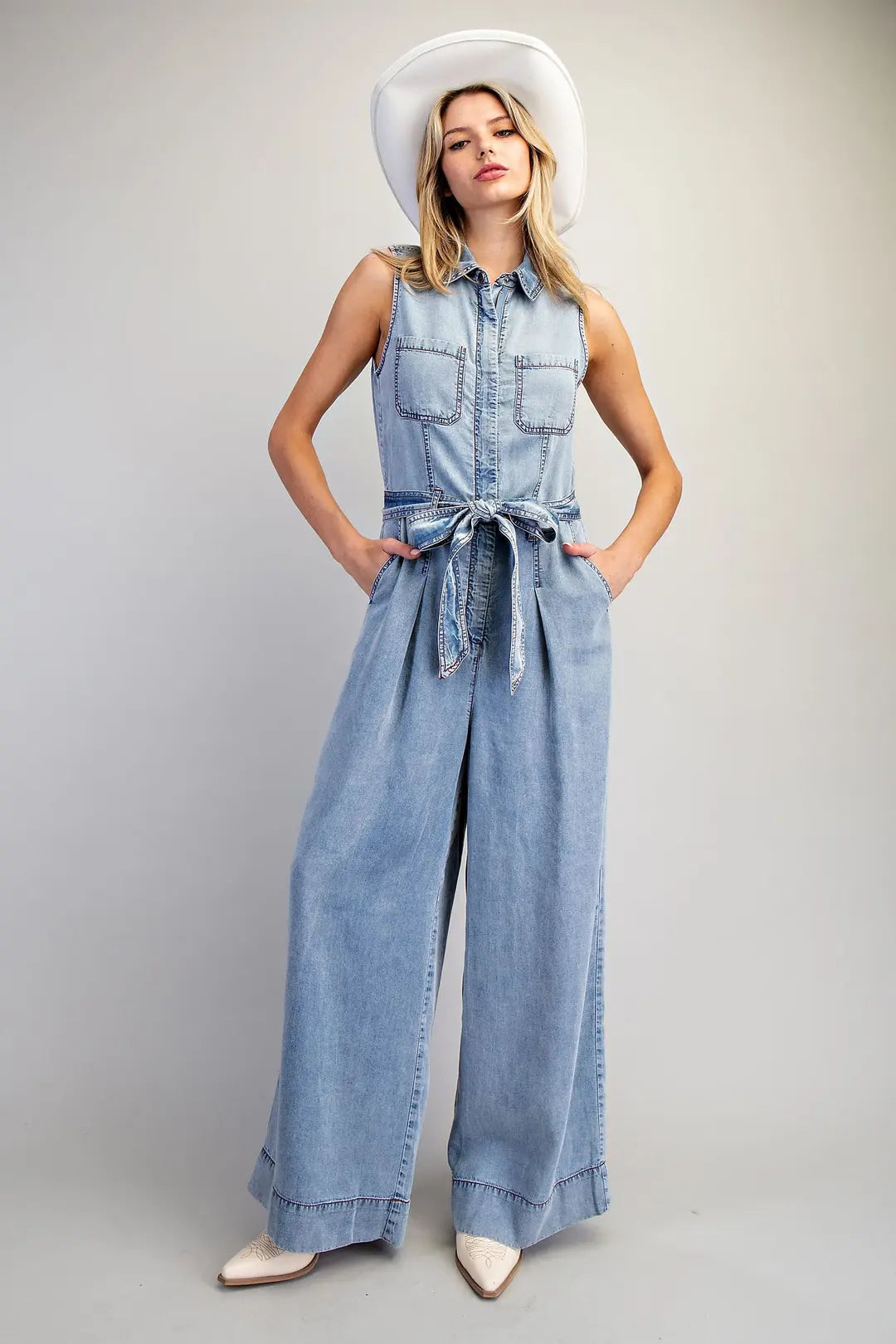 Eesome Washed Denim Jumpsuit