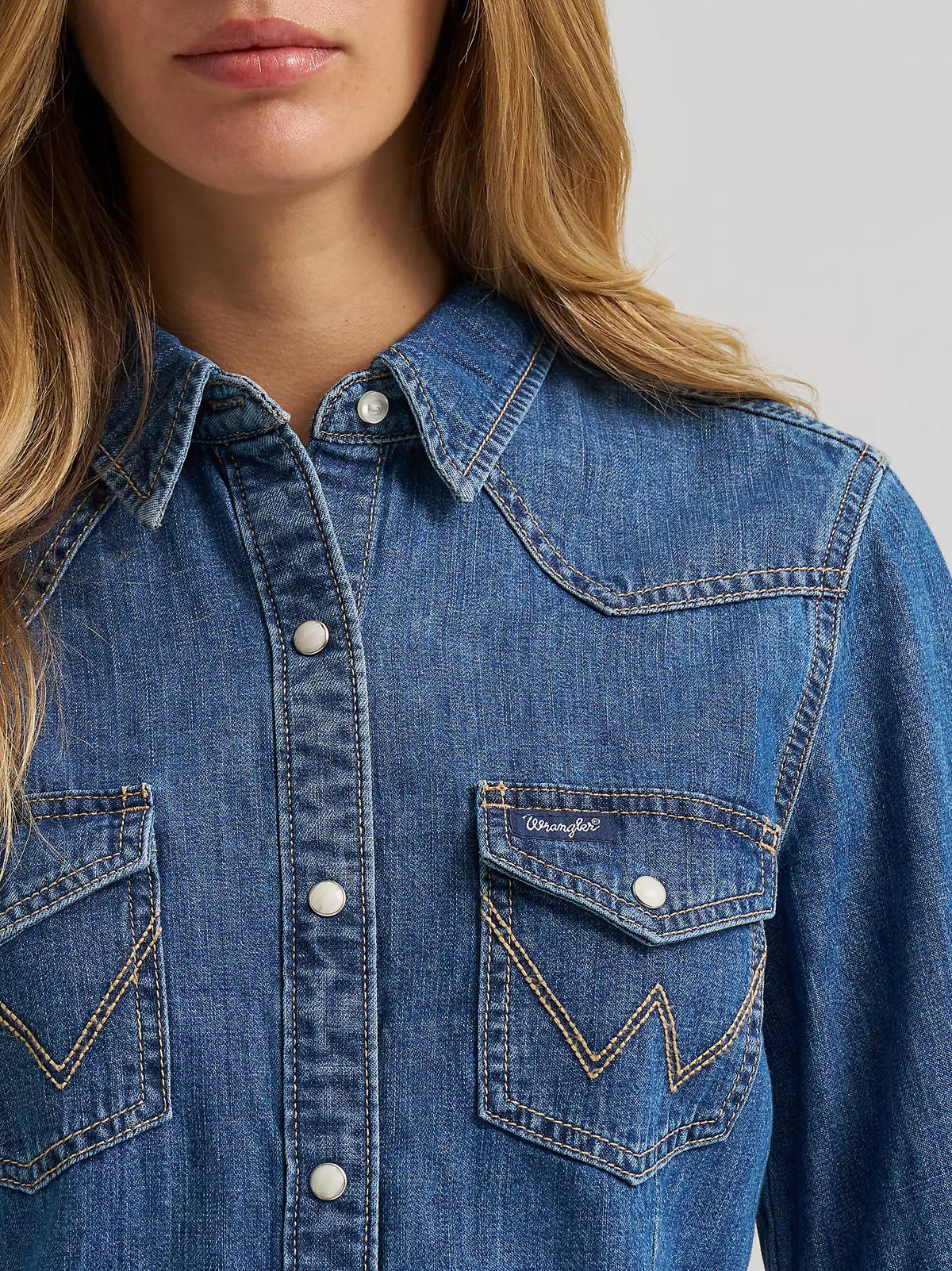 Wrangler Denim Barrel Snap Top