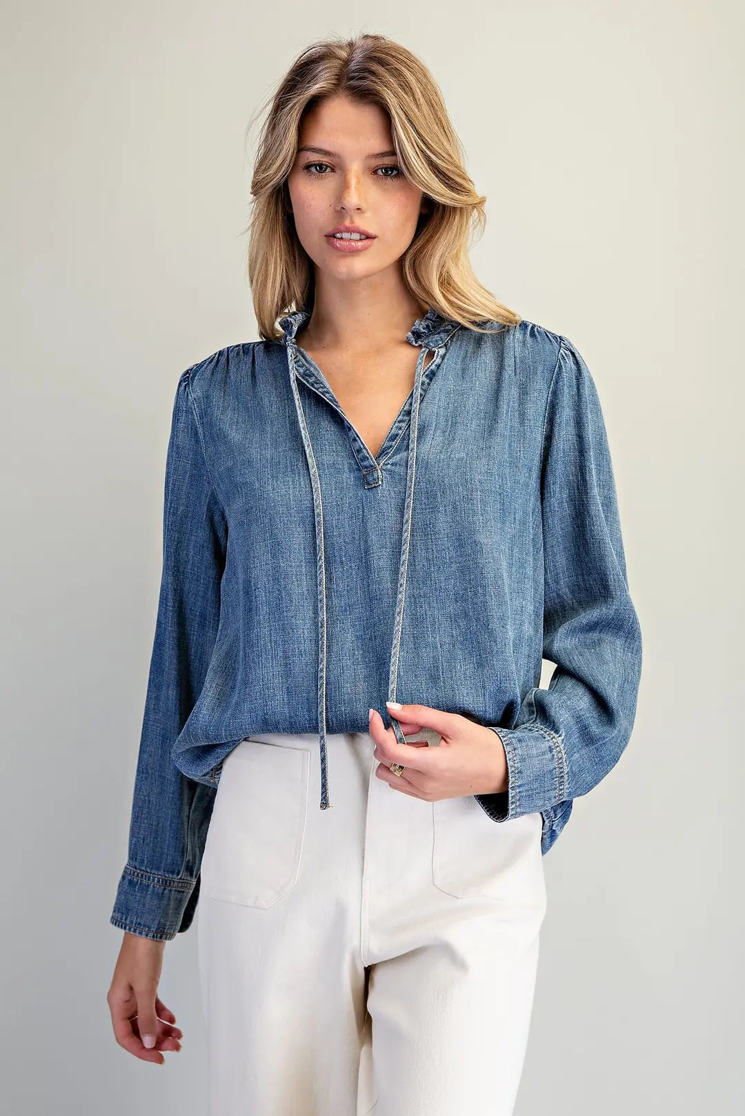 Eesome Ruffle Tie Neck Top
