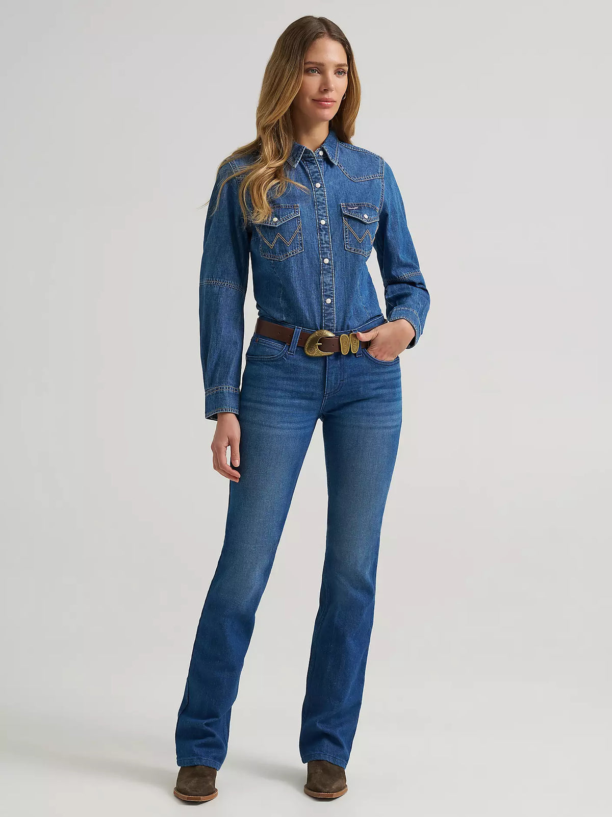 Wrangler Denim Barrel Snap Top