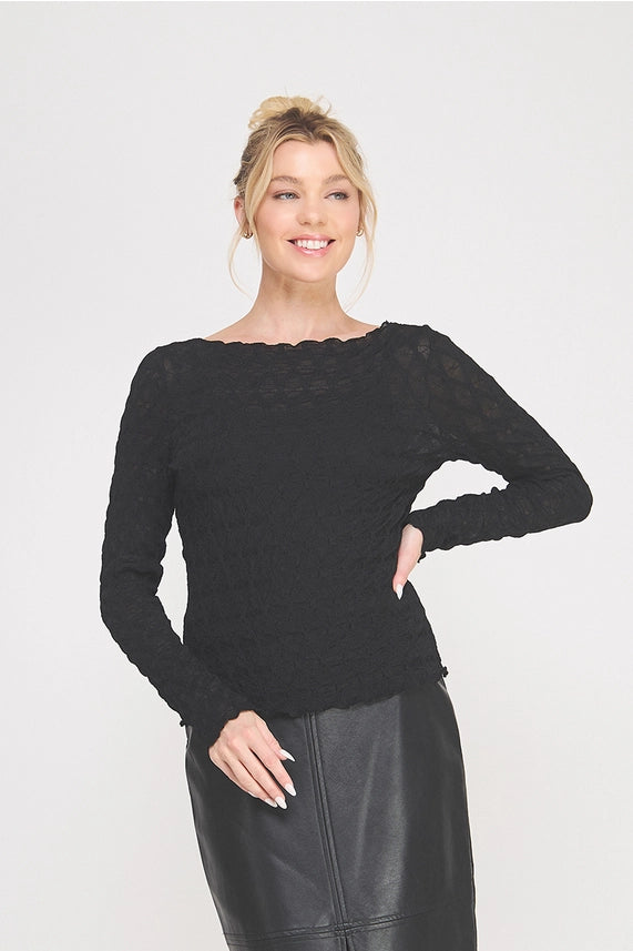 AR Diamond Mesh Knit Top