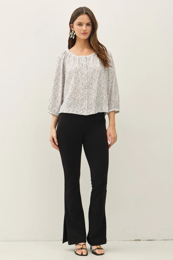 Be Cool Ditsy print Flowy Top - Petticoat Junction