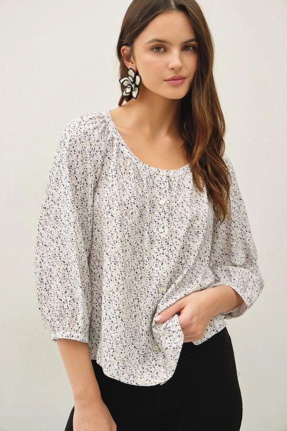 Be Cool Ditsy print Flowy Top - Petticoat Junction