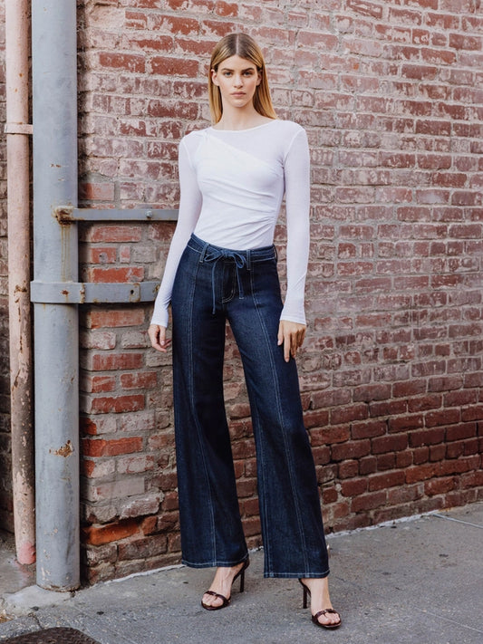 Vervet High Rise Dk Wash Tie Jean - Petticoat Junction