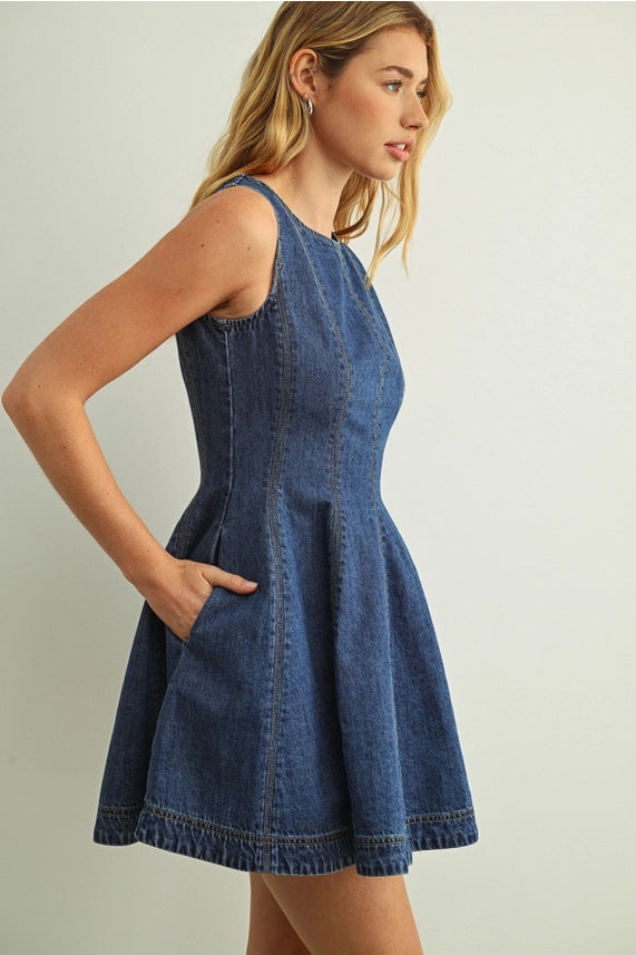 Miou Muse Denim Mini Dress - Petticoat Junction