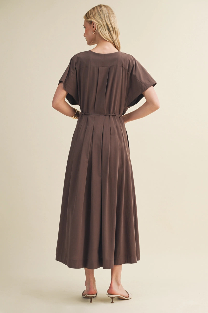 Mustard Seed Cocoa Powder Drawstring Dress