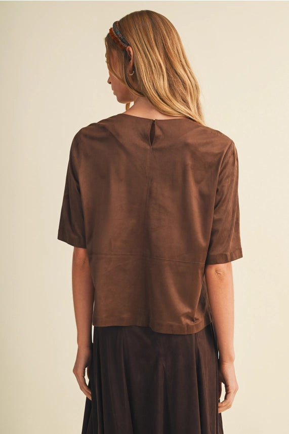 Mustard Seed Faux Suede Boxy Top