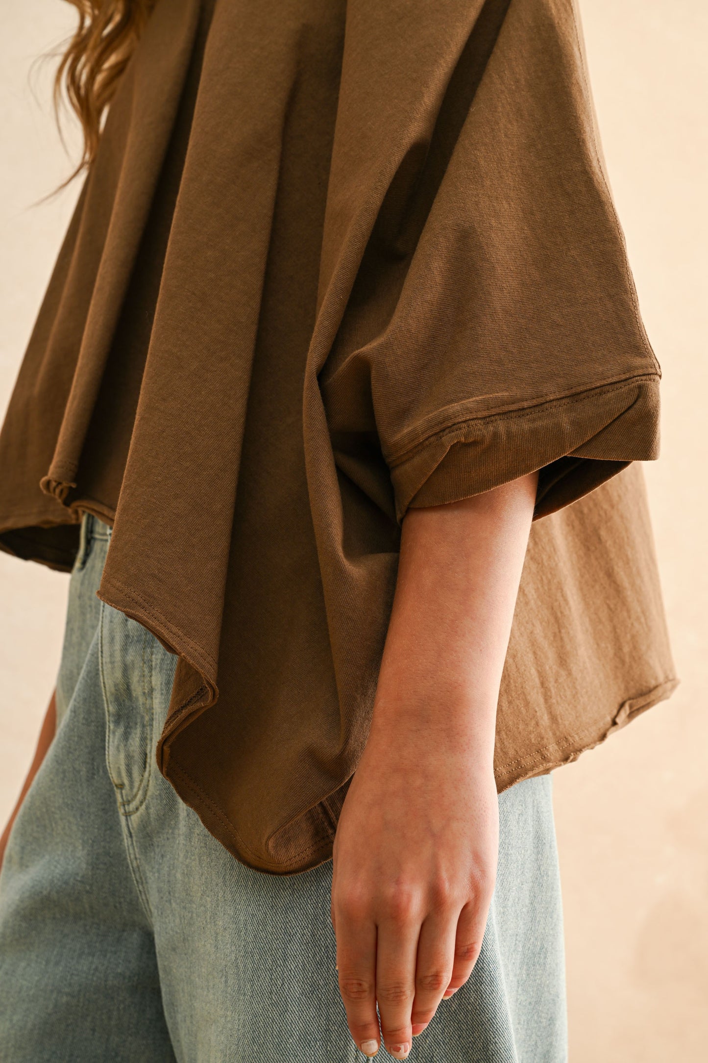 Miou Muse Brown Dye Wash O/S Top
