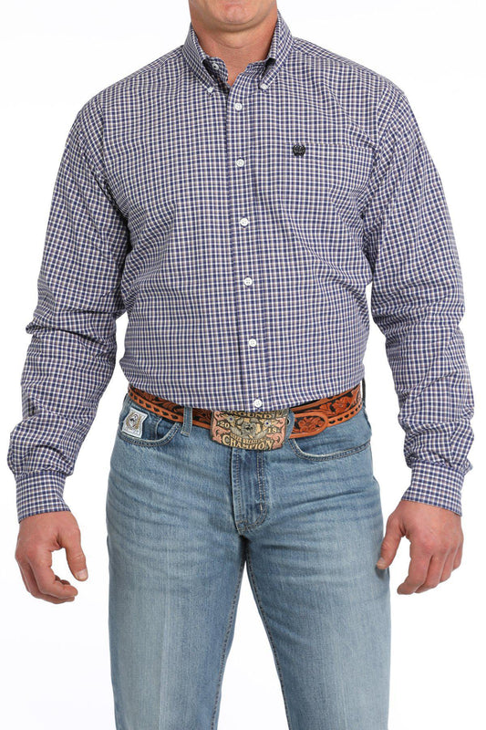 Cinch Dark Blue Plaid LS Shirt