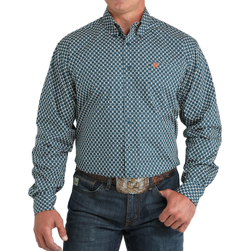 Cinch Teal Circle Print Shirt