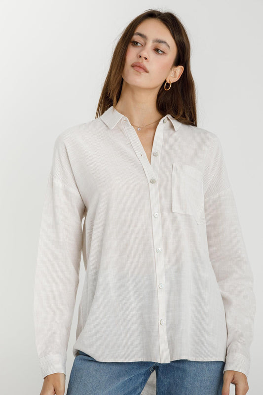 Be Cool Taupe Hairline Stripe Shirt