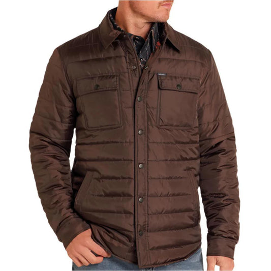 Rock&Roll Men's Brown Puffer Jacket