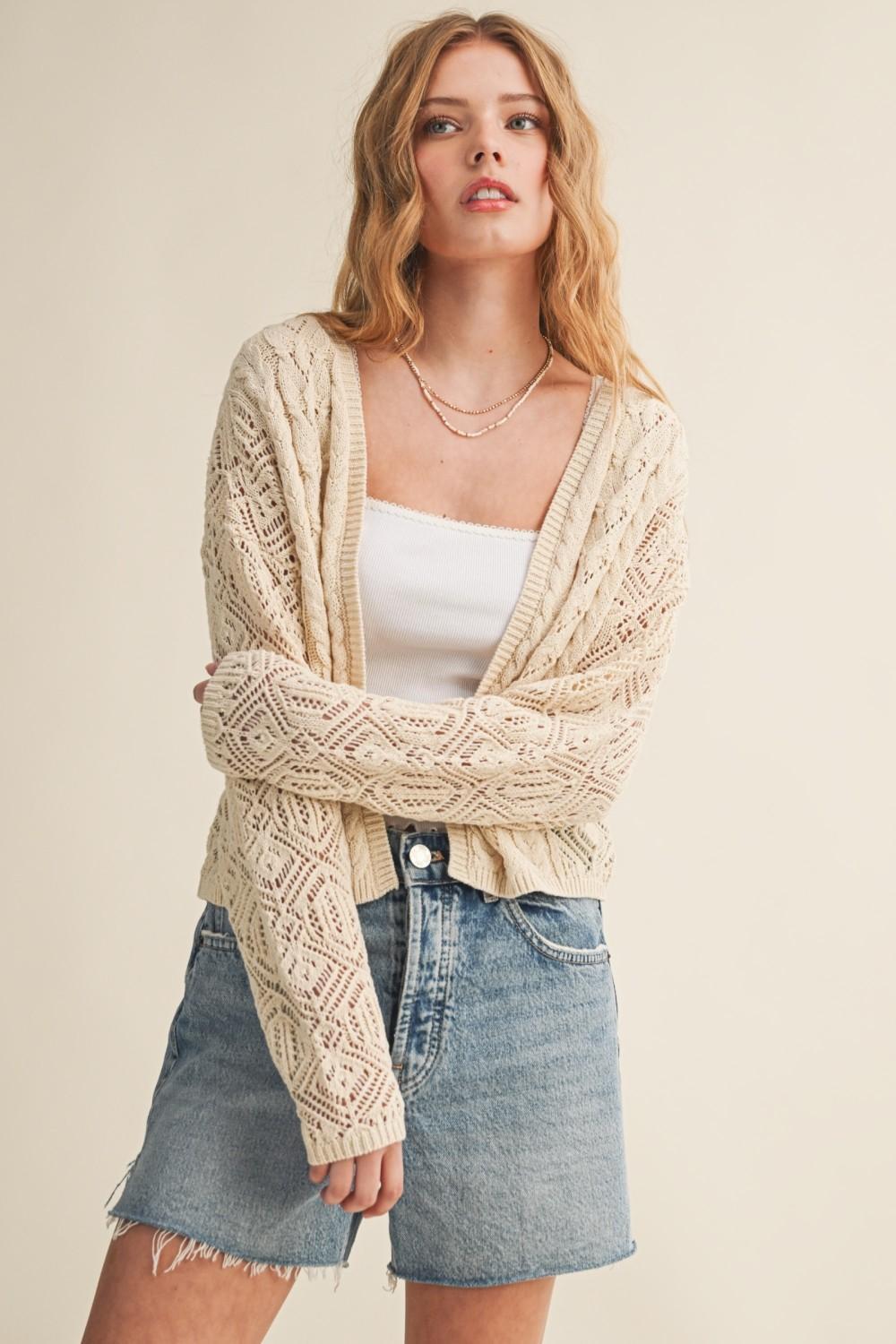 Miou Muse Cream Knit Cardigan