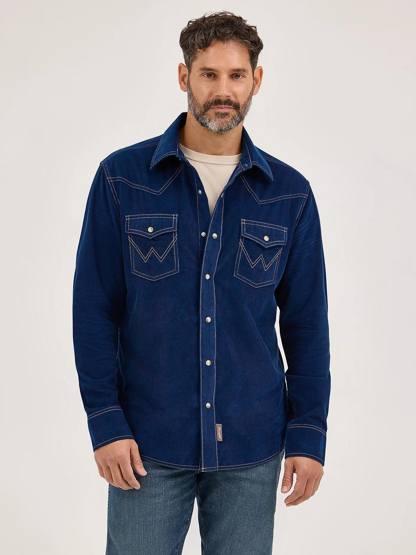 Wrangler Men's Blue Retro Corduroy Shirt
