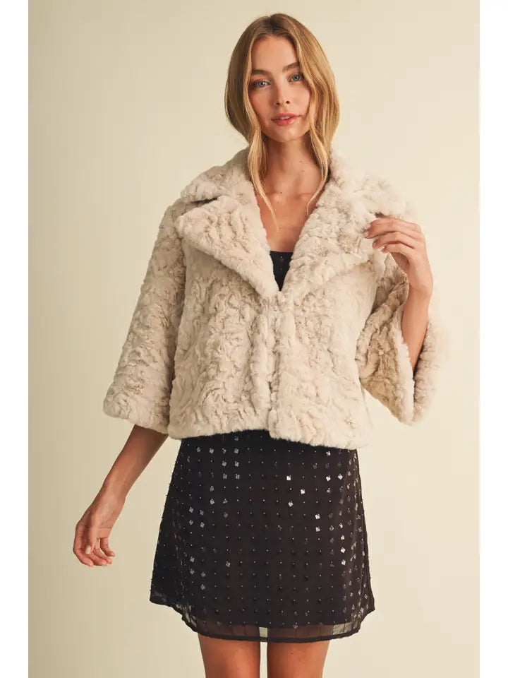 Mustard Seed Ecru Fur Jacket