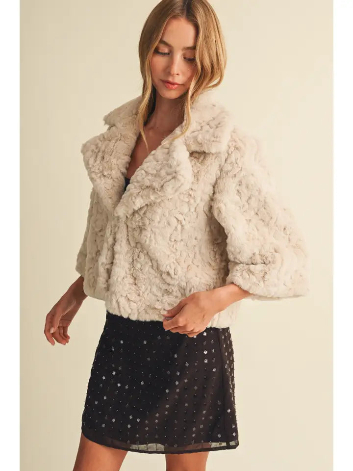 Mustard Seed Ecru Fur Jacket