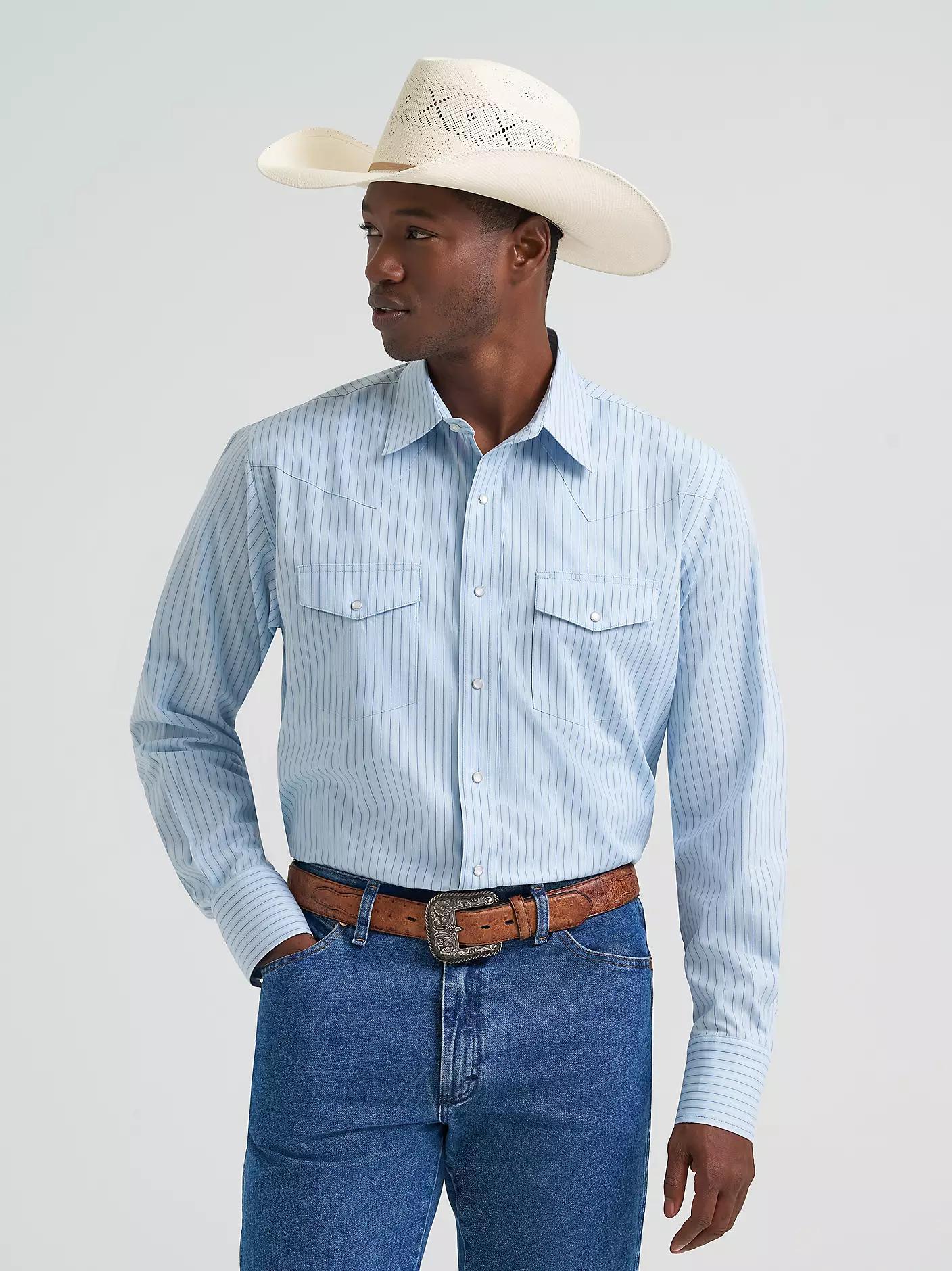 Wrangler Wrinkle Free Blue Striped Shirt