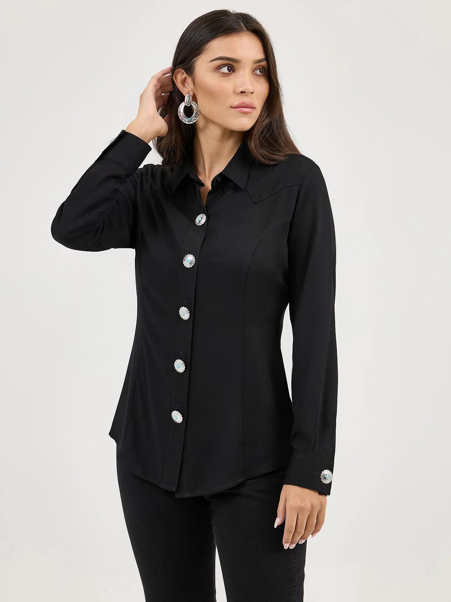 Wrangler Black Concho Blouse