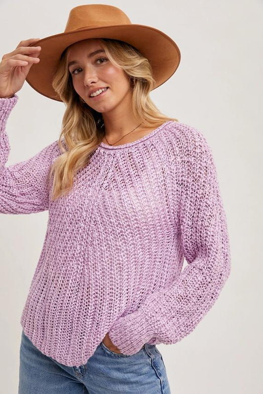 Bluivy Open Knit Sweater Lilac