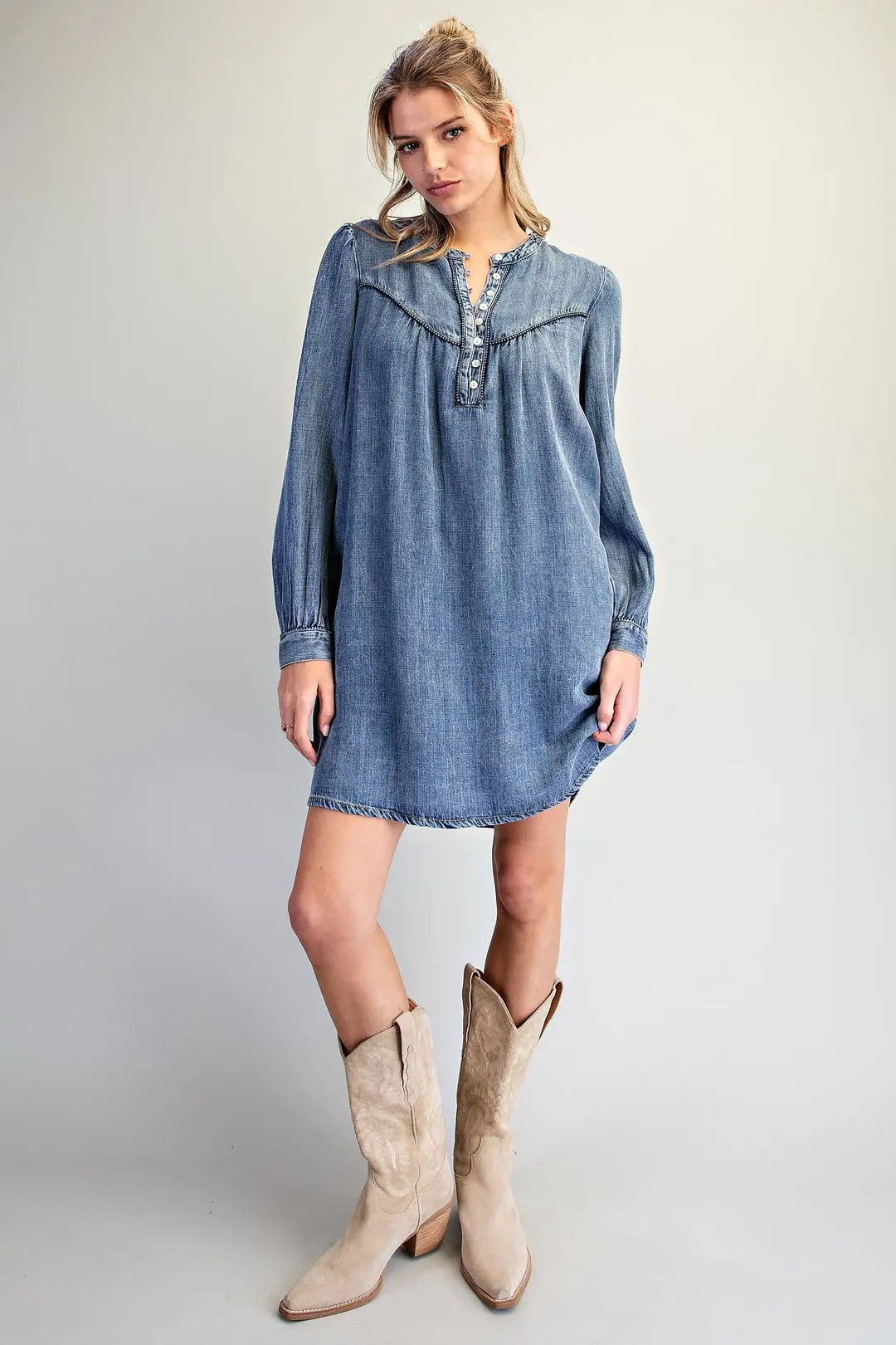 Eesome Denim Button Down Dress
